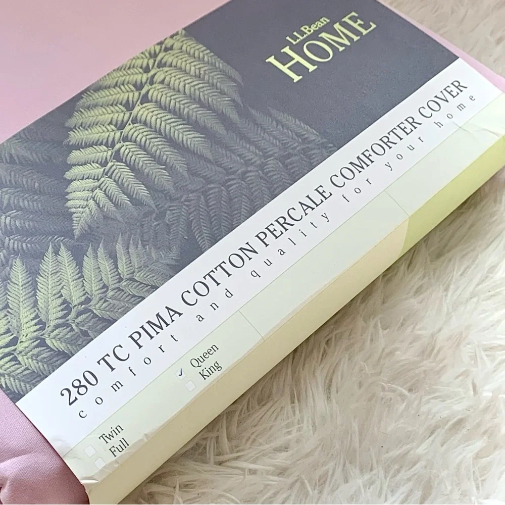 NEW LL Bean Pima Cotton Percale Duvet Comforter Cover QUEEN Pink NWT